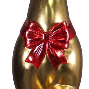Heinimex 290cm Majestic Stag Christmas decor, brilliant gold leaf and red leaf finish, upscale luxury holiday style close up view