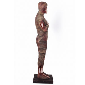 Heinimex 6Ft Mummy Statue Halloween decor, textured aged bandage and exposed bone finish, realistic ancient tomb display style side view