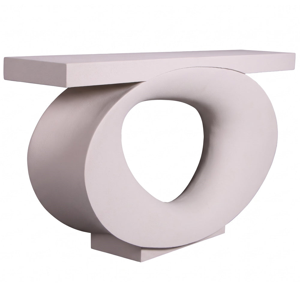 Heinimex Nimbus Console table, smooth matte Whitestone finish, modern luxury minimalist style angle view