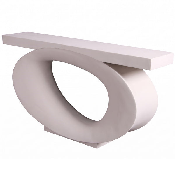 Heinimex Nimbus Console table, smooth matte Whitestone finish, modern luxury minimalist style angle view