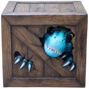 Heinimex Peek-a-Boo Dinosaurs Table, textured faux-wood and vibrant painted gelcoat finish, playful immersive playground style back view