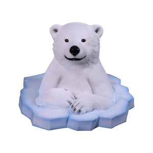 Heinimex Peeking Polar Bear Cub animal figure, textured faux-fur and sculpted ice finish, playful winter holiday display style front view