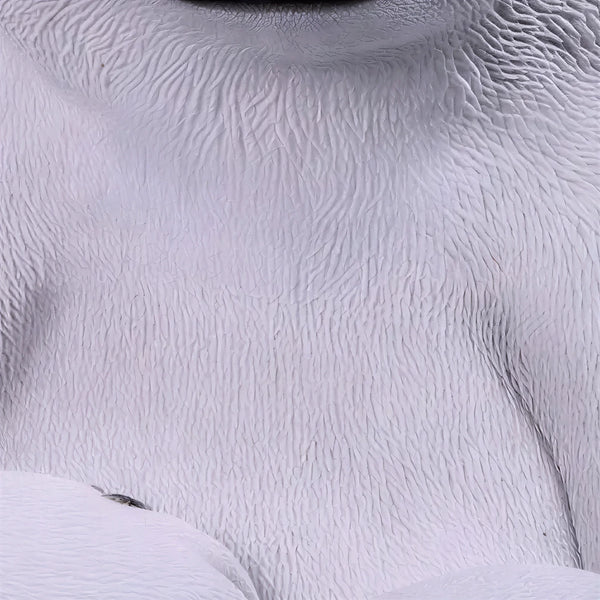 Heinimex Peeking Polar Bear Cub animal figure, textured faux-fur and sculpted ice finish, playful winter holiday display style close up detail