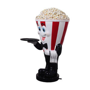 Heinimex Popcorn Waiter 36.375"H commercial display prop, glossy painted and textured popcorn finish, playful vintage cinema style angle view