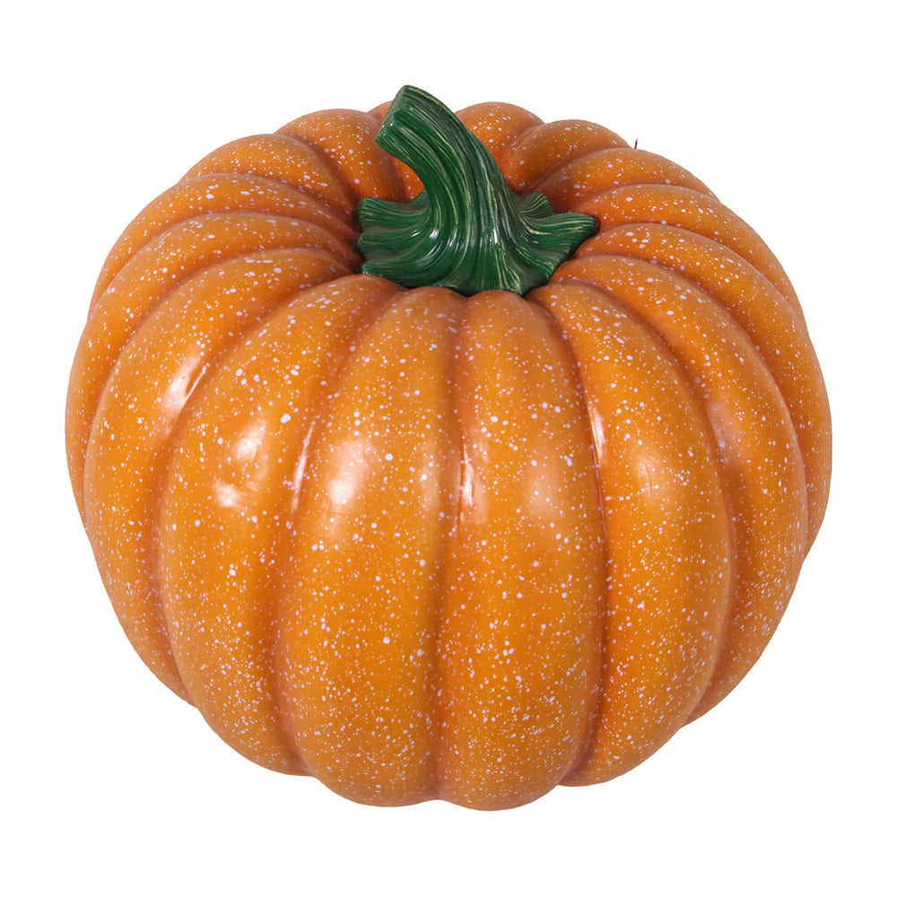 Heinimex 80cm Pumpkin Halloween decor, speckled orange painted finish, realistic rustic autumn display style front view