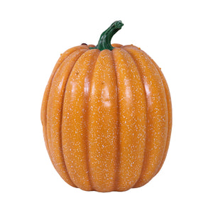 Heinimex Pumpkin Brothers - Larry Halloween decor, speckled orange painted finish, spooky animated haunted house style back view