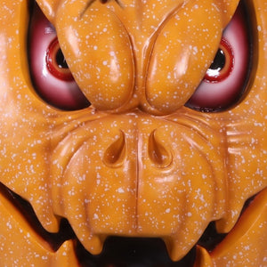 Heinimex Pumpkin Brothers - Larry Halloween decor, speckled orange painted finish, spooky animated haunted house style close up detail