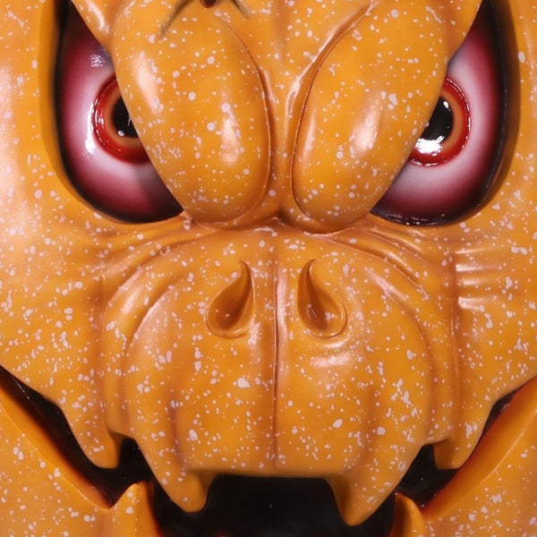 Heinimex Pumpkin Brothers - Larry Halloween decor, speckled orange painted finish, spooky animated haunted house style close up detail