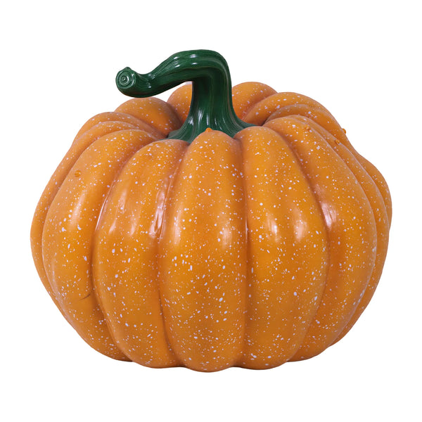 Heinimex Pumpkin Brothers - Moe Halloween decor, speckled orange painted finish, spooky animated haunted house style back view
