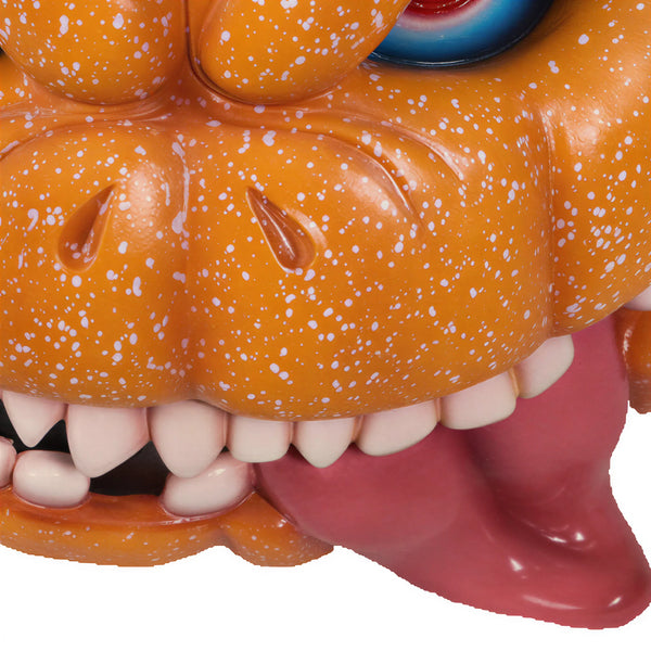 Heinimex Pumpkin Brothers - Curly Halloween decor, speckled orange painted finish, spooky animated haunted house style close up detail