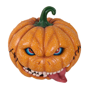Heinimex Pumpkin Brothers - Curly Halloween decor, speckled orange painted finish, spooky animated haunted house style top view