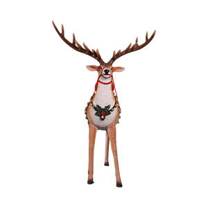Heinimex Reindeer for Santa's Sleigh - Foursome Christmas decor, realistic painted faux-fur finish with harness, classic luxury holiday display style front view