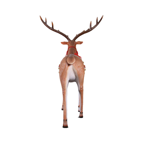 Heinimex Reindeer for Santa's Sleigh - Foursome Christmas decor, realistic painted faux-fur finish with harness, classic luxury holiday display style back view