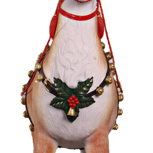 Heinimex Reindeer for Santa's Sleigh - Foursome Christmas decor, realistic painted faux-fur finish with harness, classic luxury holiday display style close up detail