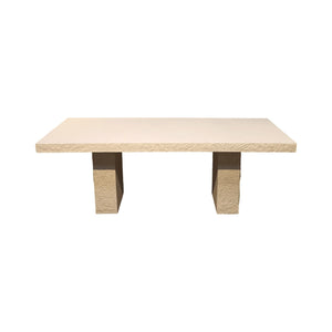 Heinimex Robusto Dining Table - 84" x 40" x 30"H, textured white stone-look finish, modern minimalist luxury style angle view