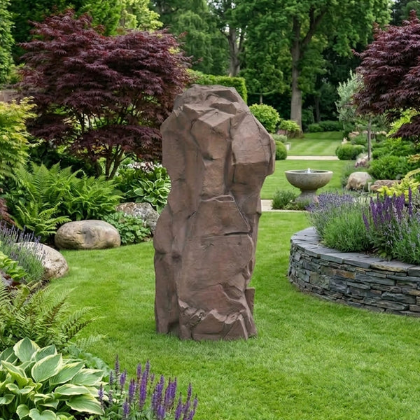 Heinimex Rock Sculpture - 3 outdoor decor, textured Sedona Brown faux-stone finish, realistic natural landscape life style photo