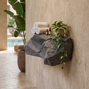 Heinimex Rock Shelf - 1 outdoor decor, textured Tahoe Granite faux-stone finish, modern natural spa life style photo