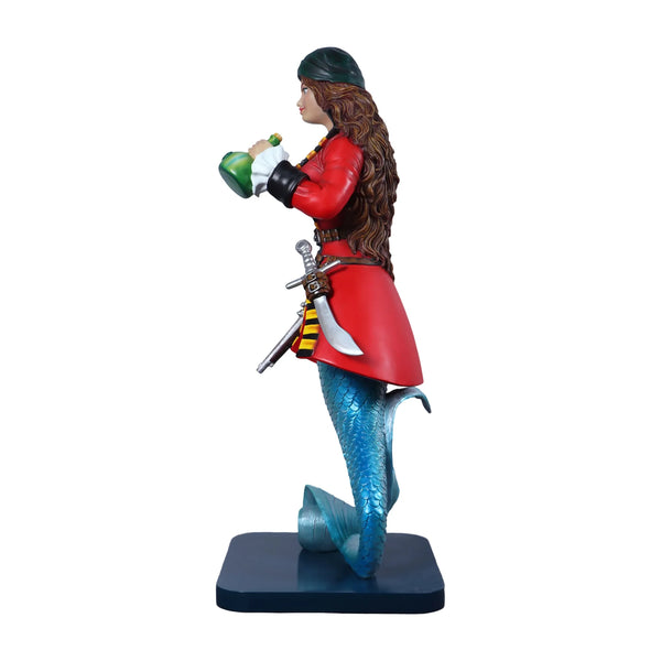 Heinimex Sassea The Mermaid Pirate statue, vibrant hand-painted finish with metallic scaled tail, playful coastal fantasy display style side view