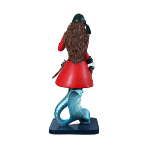 Heinimex Sassea The Mermaid Pirate statue, vibrant hand-painted finish with metallic scaled tail, playful coastal fantasy display style back view