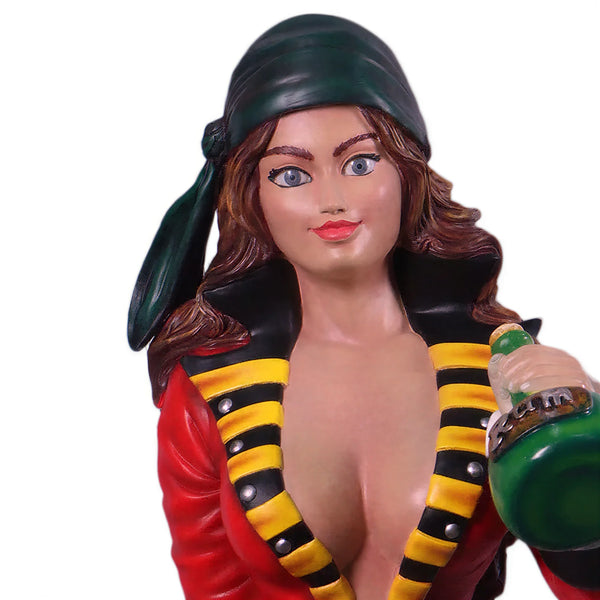 Heinimex Sassea The Mermaid Pirate statue, vibrant hand-painted finish with metallic scaled tail, playful coastal fantasy display style close up detail