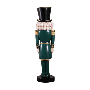 Heinimex Scary Skeleton Nutcracker 6.5ft Halloween decor, smooth painted finish with metallic gold accents, gothic haunted mansion display style back view