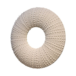 Heinimex Sea Urchin Mirror 110cm wall decor, textured white stone finish, modern coastal luxury style angle view