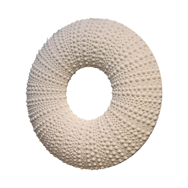 Heinimex Sea Urchin Mirror 110cm wall decor, textured white stone finish, modern coastal luxury style angle view