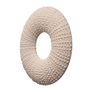 Heinimex Sea Urchin Mirror 110cm wall decor, textured white stone finish, modern coastal luxury style right angle view