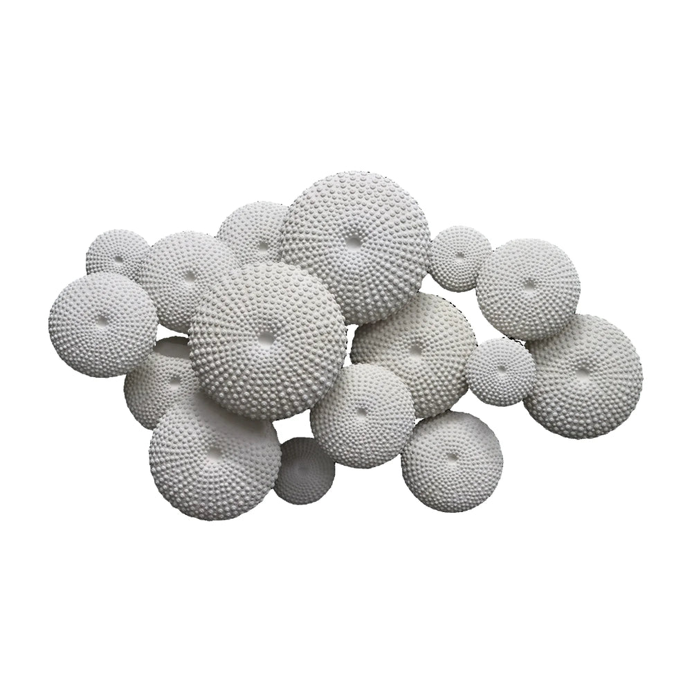 Heinimex Sea Urchin Wall Decor, textured white stone finish, modern coastal luxury style front view