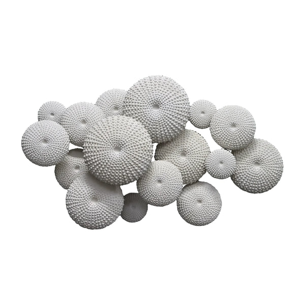 Heinimex Sea Urchin Wall Decor, textured white stone finish, modern coastal luxury style front view