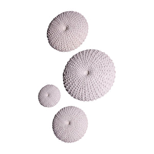 Heinimex Sea Urchins Wall Art - Set of 4 wall decor, textured white stone finish, modern coastal luxury style angle view