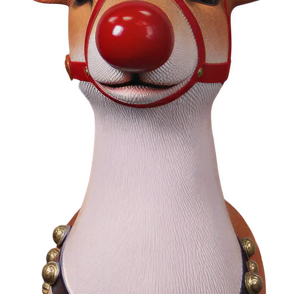Heinimex Small Reindeer Christmas decor, realistic painted faux-fur finish with red nose and harness, classic luxury holiday display style close up detail
