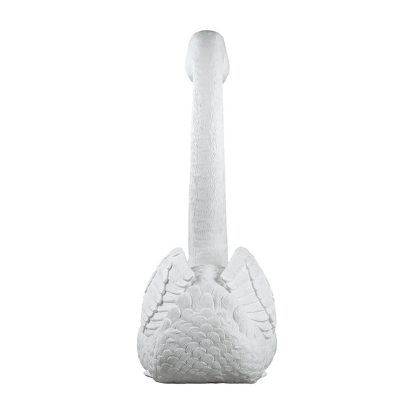 Heinimex Swan Amore event prop, textured white painted finish, romantic luxury wedding display style back view
