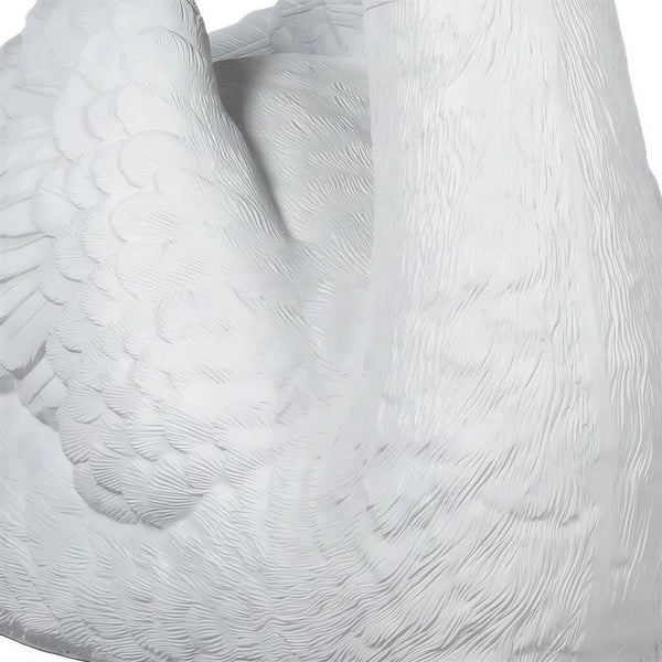 Heinimex Swan Amore event prop, textured white painted finish, romantic luxury wedding display style close up detail