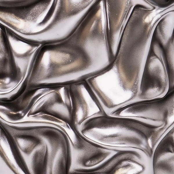 Heinimex Tela Planter Small commercial planter, crumpled metallic Silver Leaf finish, modern sculptural interior style close up detail
