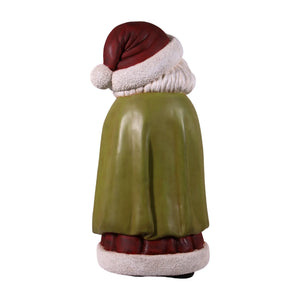 Heinimex Vintage Mrs. Santa 4ft w/ Cane Christmas decor, realistic painted finish with textured trim, classic nostalgic holiday display style back view