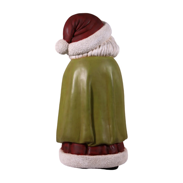 Heinimex Vintage Mrs. Santa 4ft w/ Cane Christmas decor, realistic painted finish with textured trim, classic nostalgic holiday display style back view