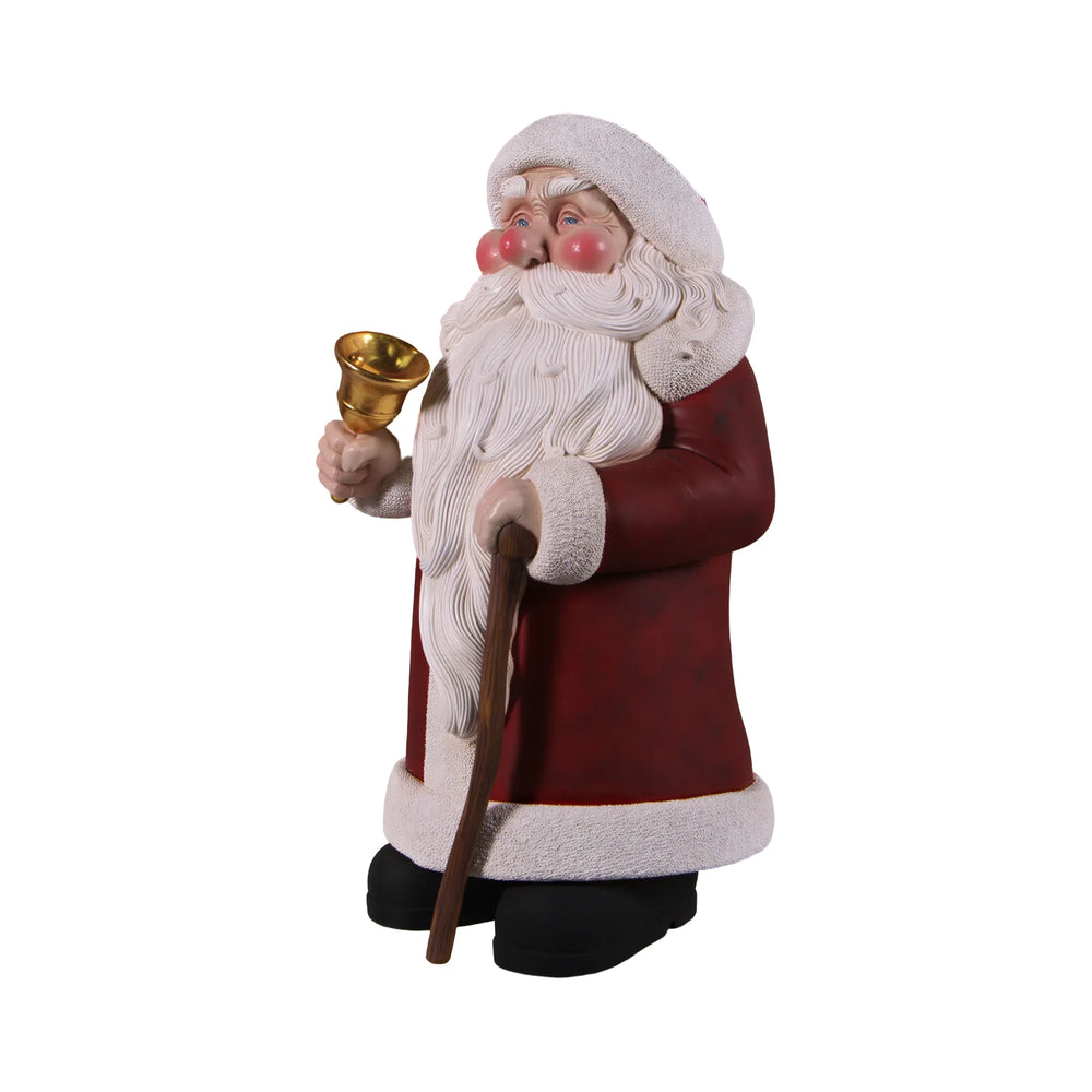 Heinimex Vintage Santa 4ft w/ Cane Christmas decor, realistic painted finish with textured trim, classic nostalgic holiday display style angle view