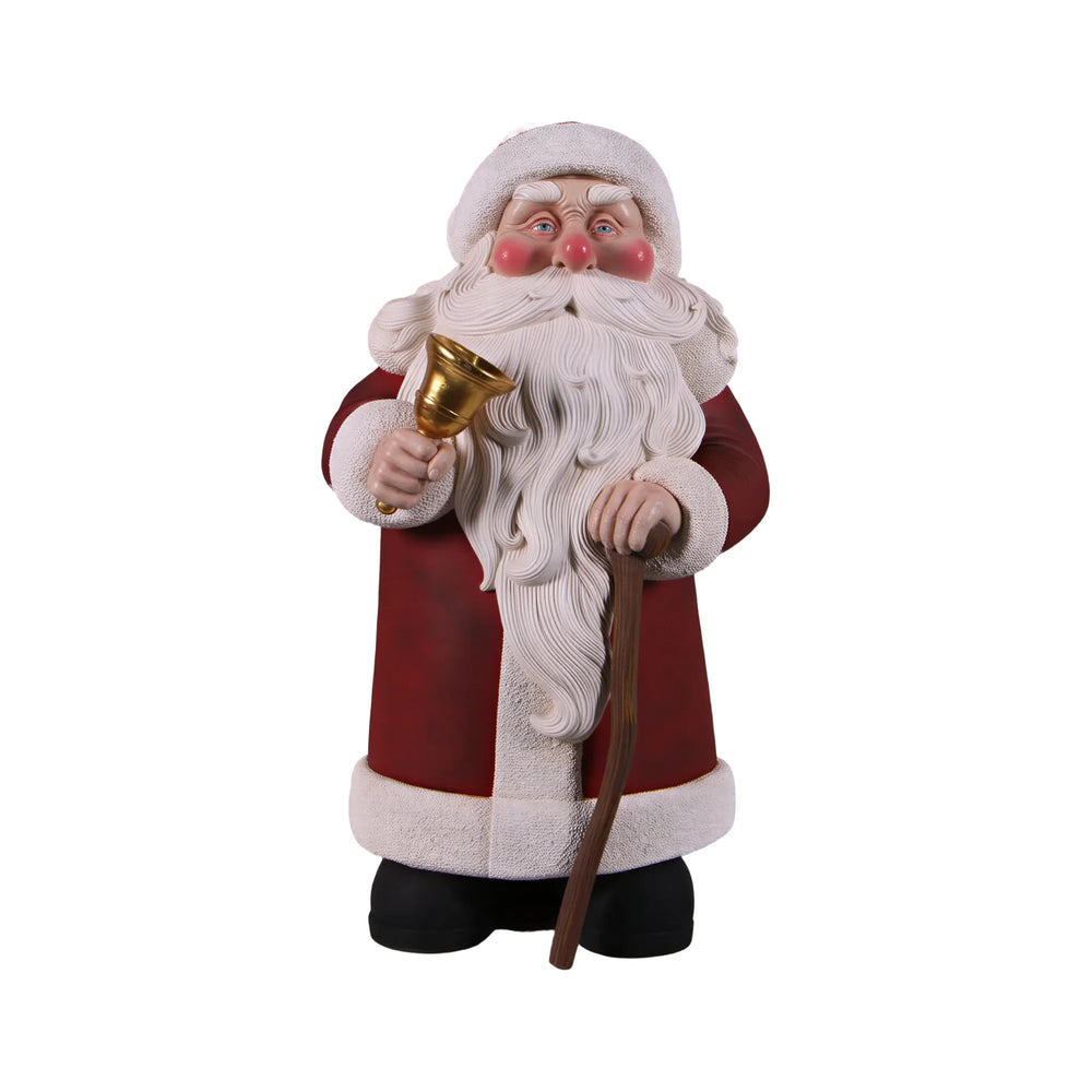 Heinimex Vintage Santa 4ft w/ Cane Christmas decor, realistic painted finish with textured trim, classic nostalgic holiday display style angle view
