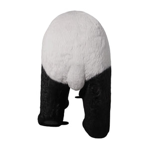 Decorative statue of a walking giant panda featuring a realistic black and white textured coat.