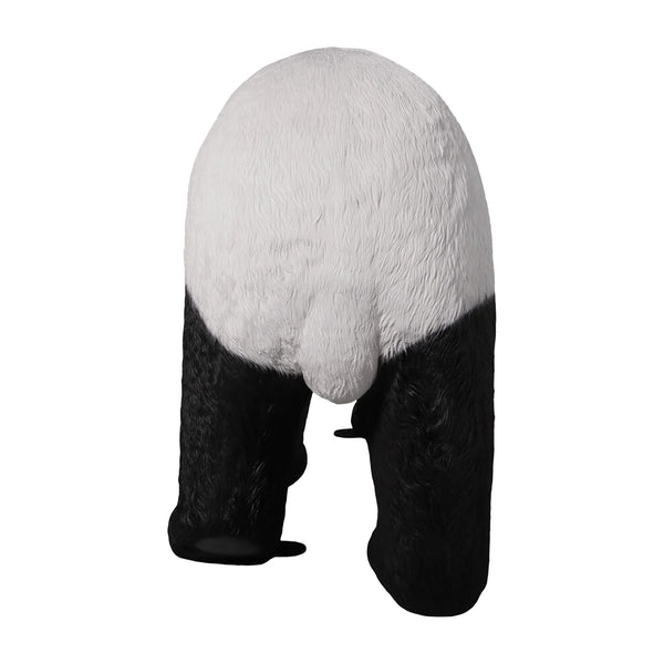 Decorative statue of a walking giant panda featuring a realistic black and white textured coat.