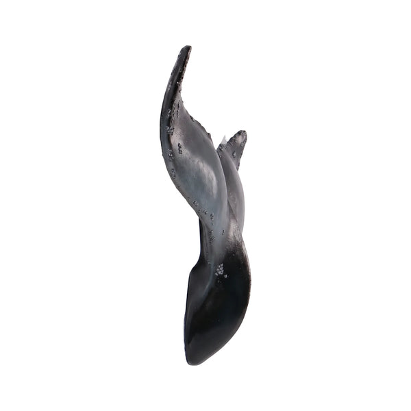Decorative wall-mounted whale tail sculpture featuring a glossy dark blue and black finish with textured edges.