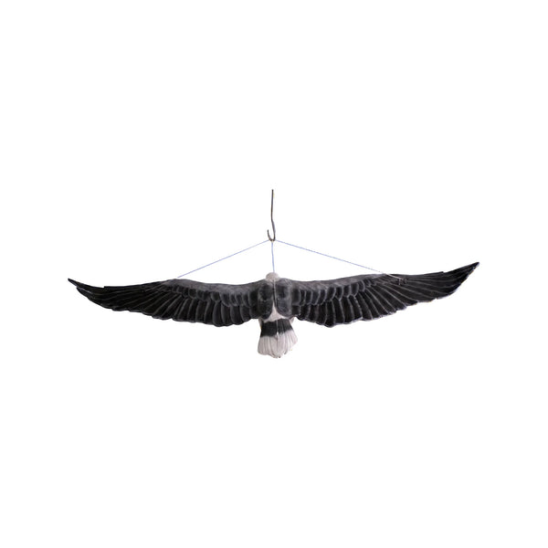 Decorative hanging sculpture of a white-breasted sea-eagle in flight, featuring a white head and dark grey wings with detailed feathers.