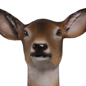 Decorative standing white-tailed doe statue featuring a textured brown coat, white underbelly, and large upright ears.