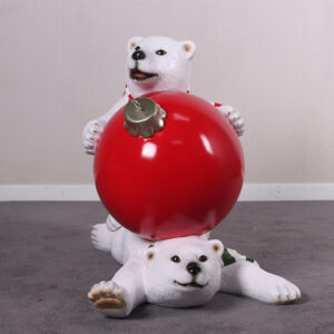 Polar Bear Cubs with Christmas Ball