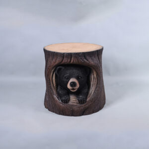 Black Bear Cub in Hollow Trunk Table
